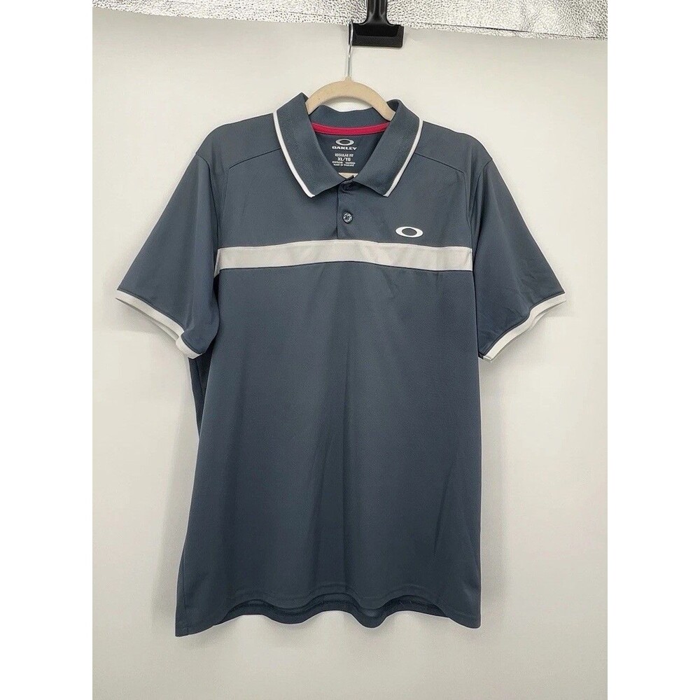 Oakley Polo Shirt Regular Fit Performance Mens Size XL Button Collared Blue